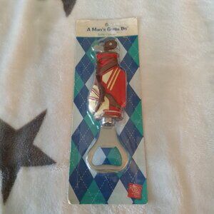 "A Man's‎ Gotta Do" Golf Bag Bottle Opener by Russ New Old Stock Handpainted
